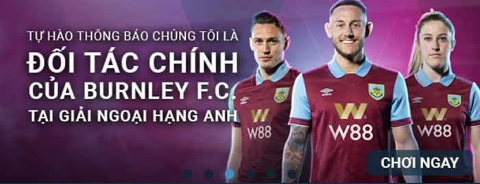 W88 là nhà tài trợ áo đấu cho Burnley FC mùa giải 2023/24